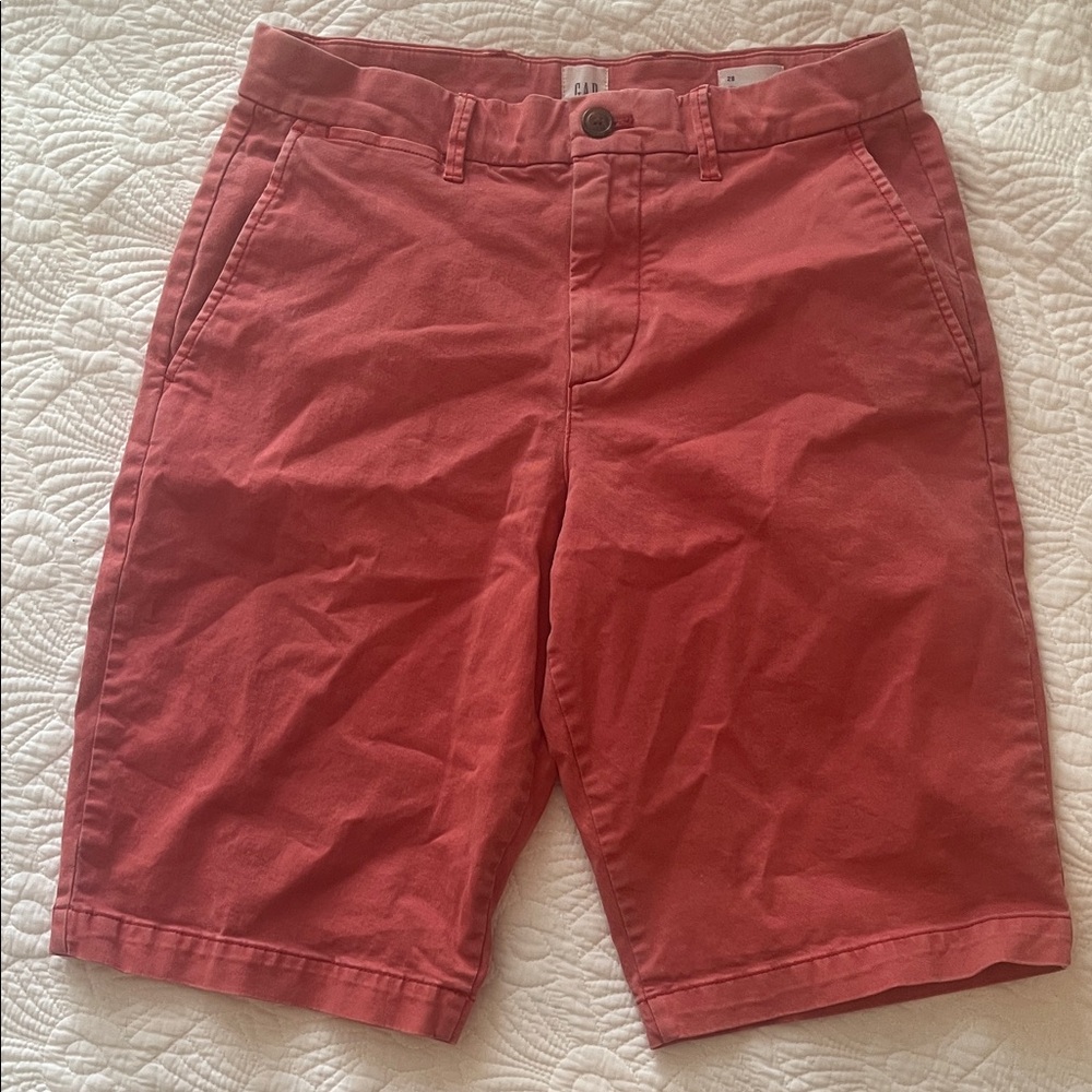 GAP Men's Salmon Flat Front Shorts, Cotton and Spandex